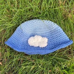 crocheted bucket hat with cloud